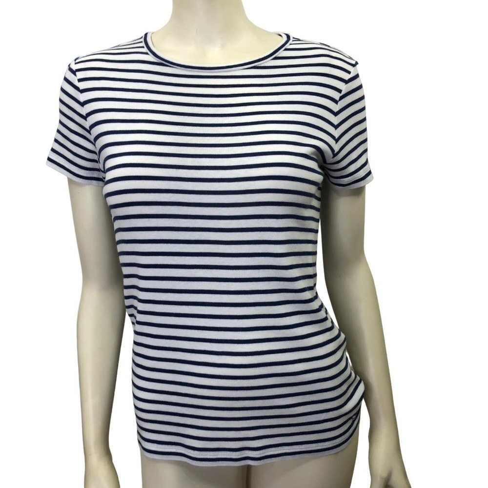 VINEYARD VINES striped  dark navy/white‎ pima cotton blend TEE SM